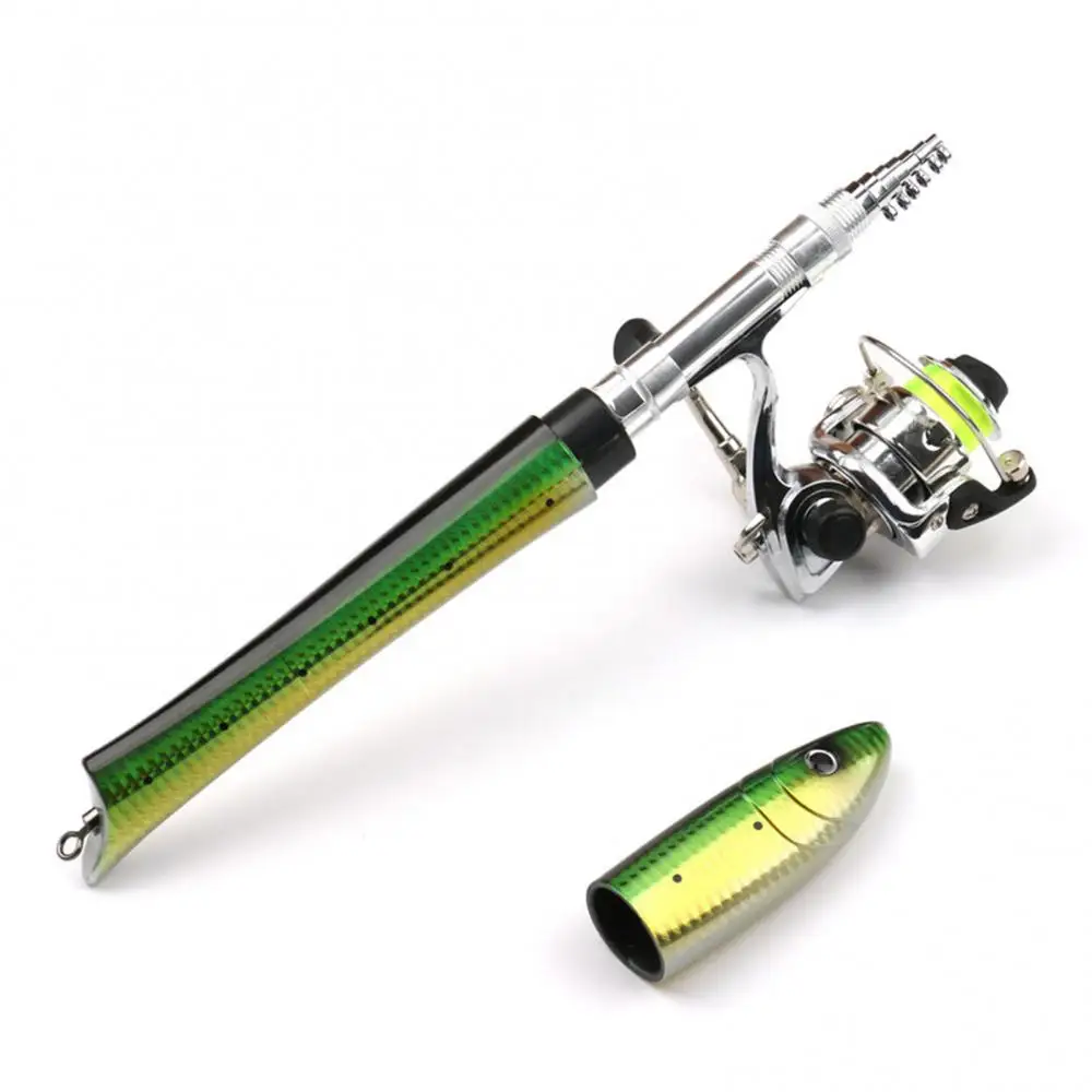 1.4m Carbon Portable Mini Fish Shape Telescopic Fishing Rod Spinning Reel  Kits - AliExpress