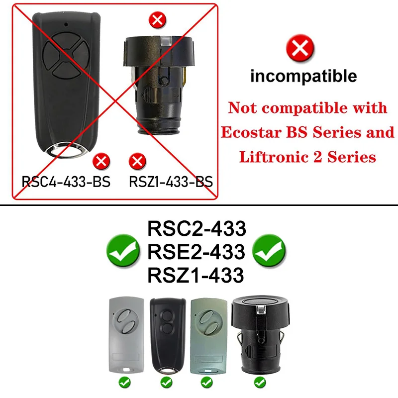 ECOSTAR RSE2 433 433MHz Remote Control Rolling Code Compatible with ECOSTAR RSC2 RSZ1 Electric Garage Door / Gate Remote Control 2