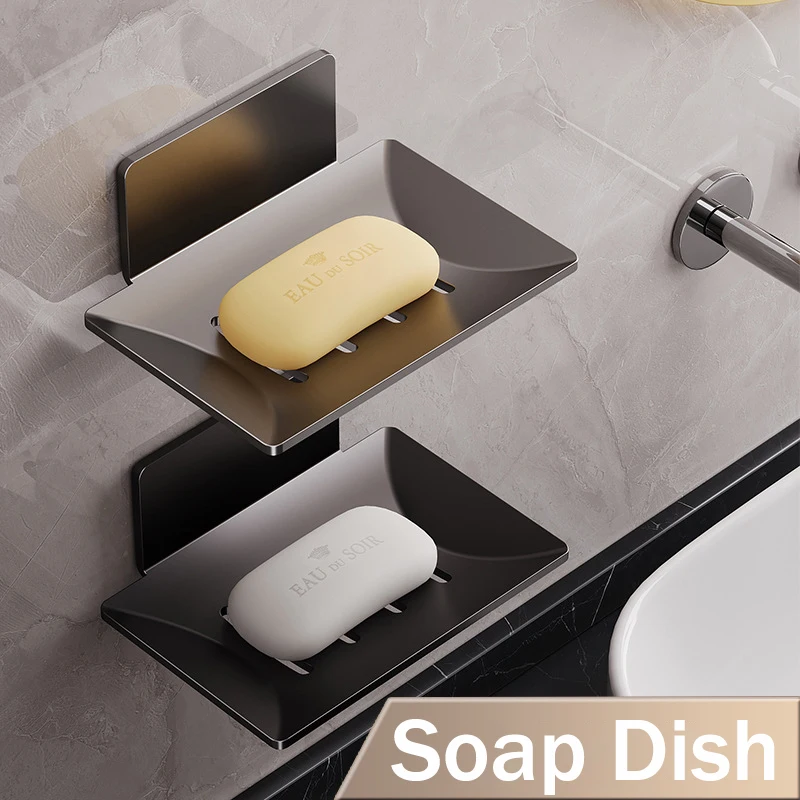 Soap Holder Bathroom Aluminum Alloy Wall Mounted Sponge Holder Organizer Accessories Kitchen