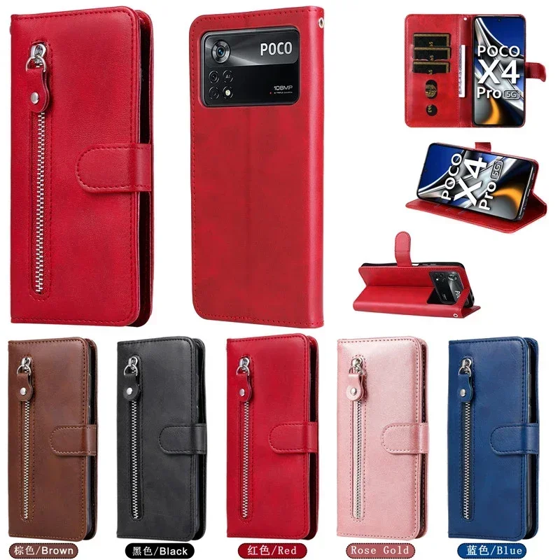 Per Xiaomi Poco X6 Pro 5G Portafoglio Con Cerniera Custodia In Pelle Per Poco C65 F5 X5 X4 M4 M6 M3 Pro X3 Nfc F5 X5 M5 M5S F3 F4 C40 Cover
