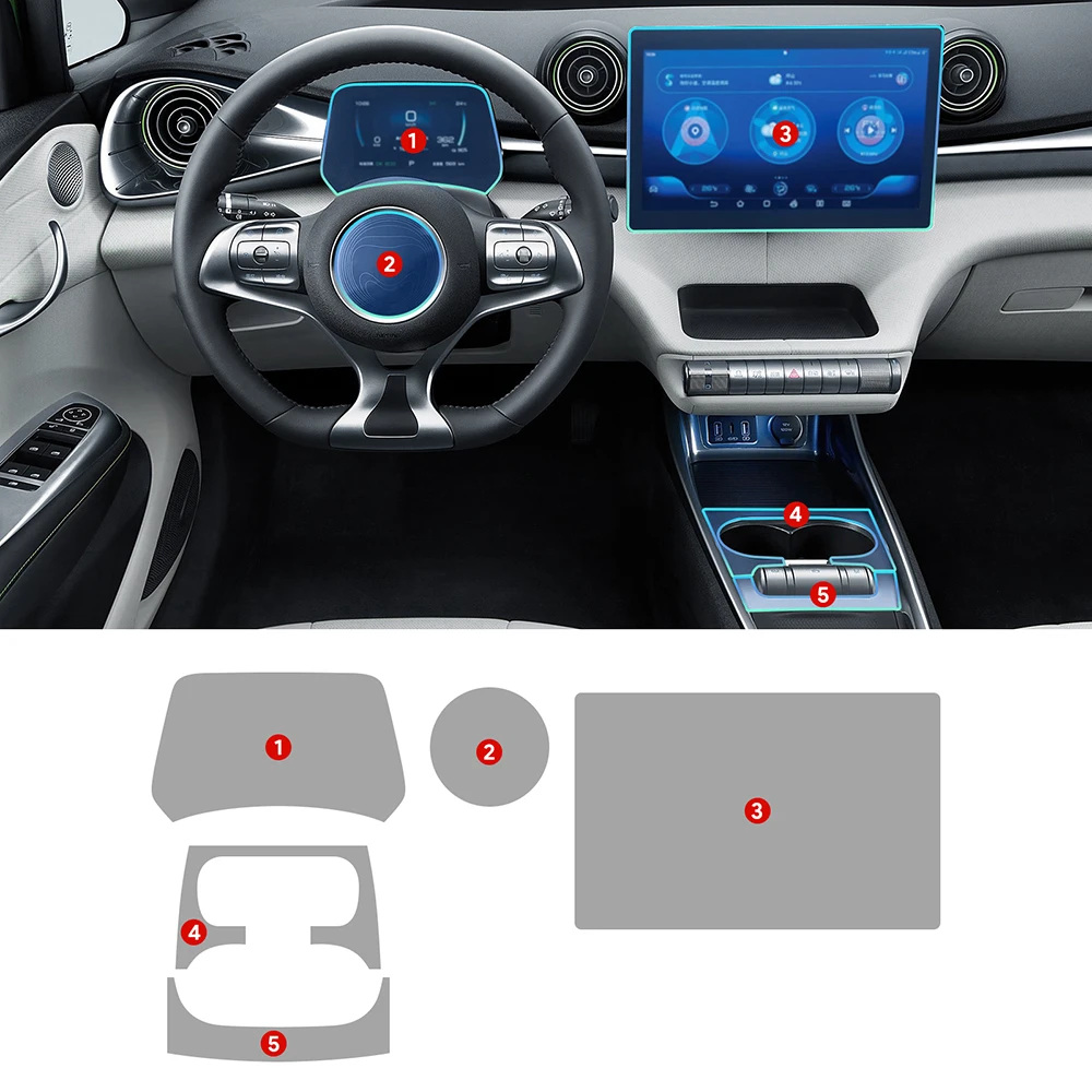 TPU Schutzfolie für BYD Dolphin EV Elektroauto 2022 2023 2024 2025, 10,1/12,8 Zoll GPS-Navigationsbildschirm, Kratzschutzfolie für BYD Dolphin GS