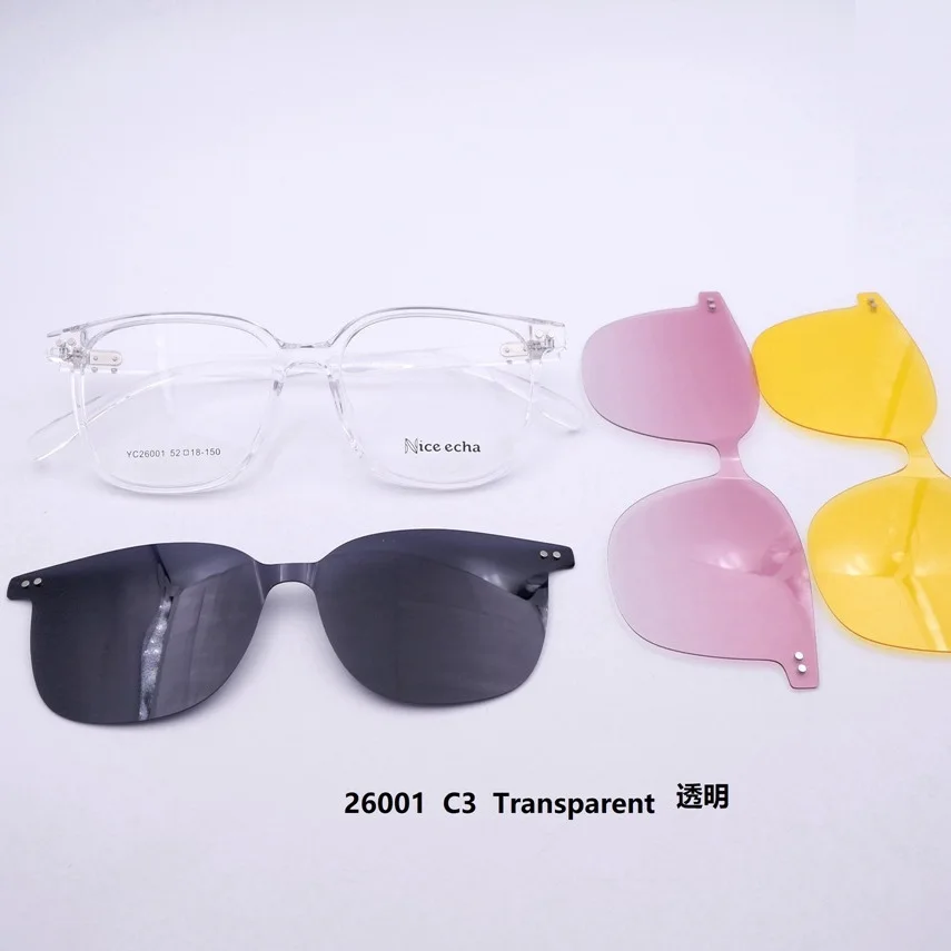 26001 Trade Exports Magnetic Set lens HD Nylon polarized 3 Clip sunglasses Night vision frame Lady Gentleman Male Female Glasses