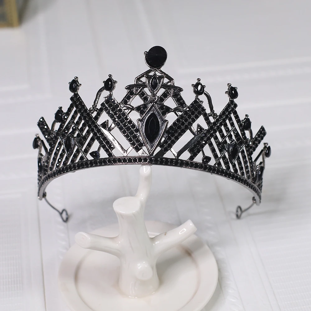 Hair Accessory 1pc Crystal Black Retro Baroque Crown Men Women Wear Jewelry Parties Ceremonies Tiaras