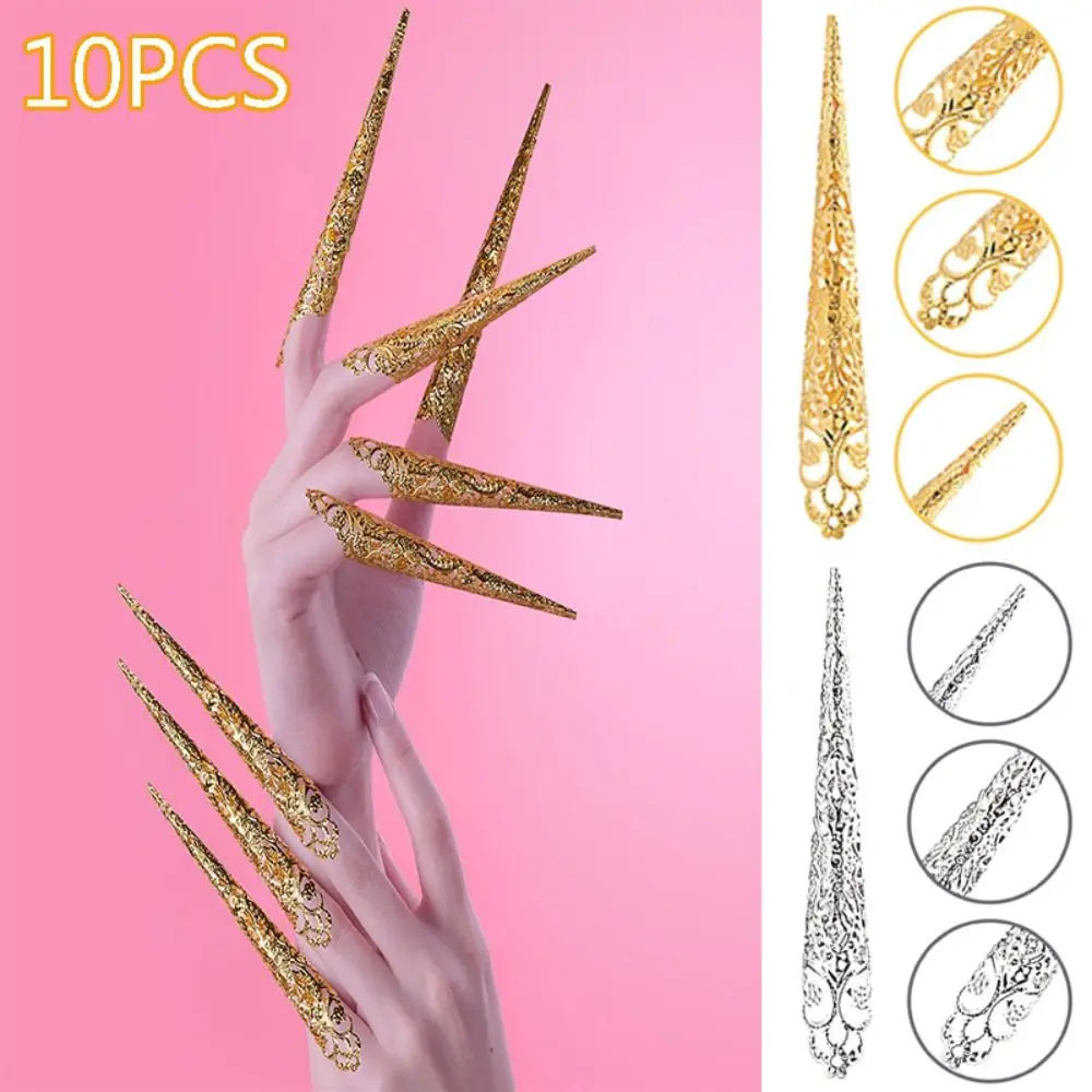10Pcs 인도 태국 댄스 공작 밸리 댄스 틀린 손톱 손가락 쥬얼리 댄스 틀린 손톱 손가락 손톱 팁