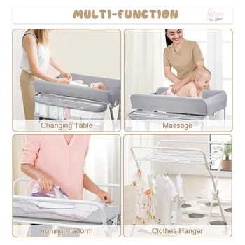 Baby Birth Folding Nursing Table Portable Baby Changing Table Foldable Diaper Changing Station Adjustable Height 5