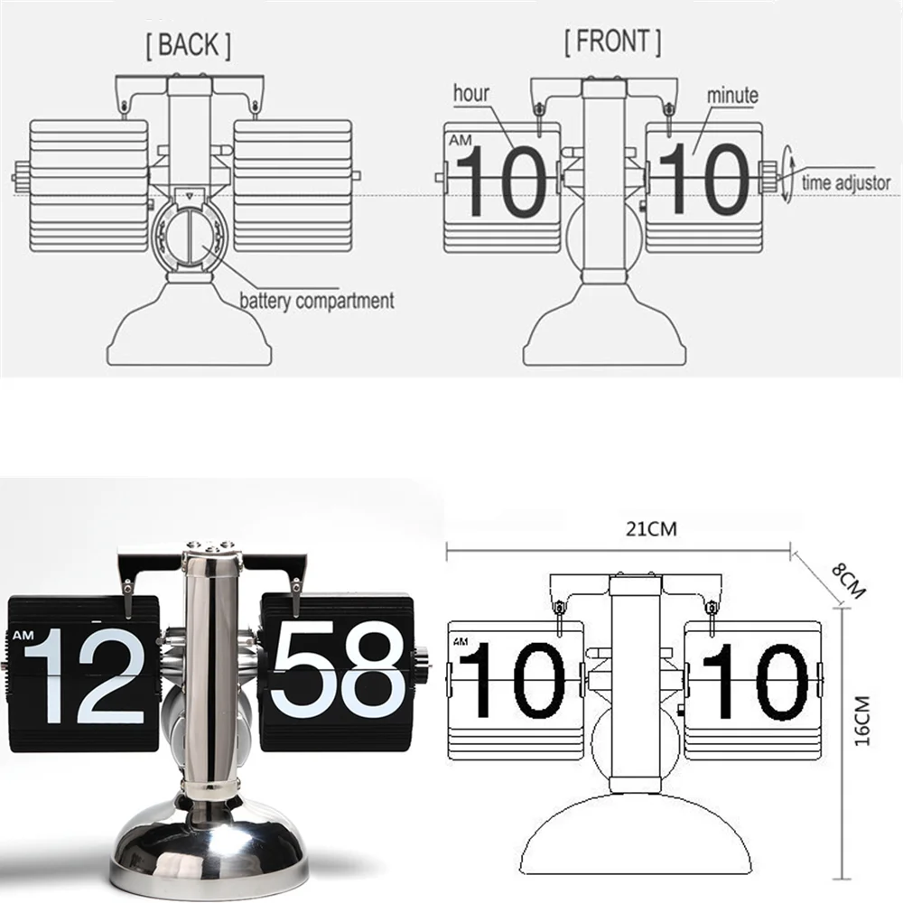 Flipping Clock Page Turning Automatically For Modern Home Decoration Full of Sense of Technology Retro Table Clock