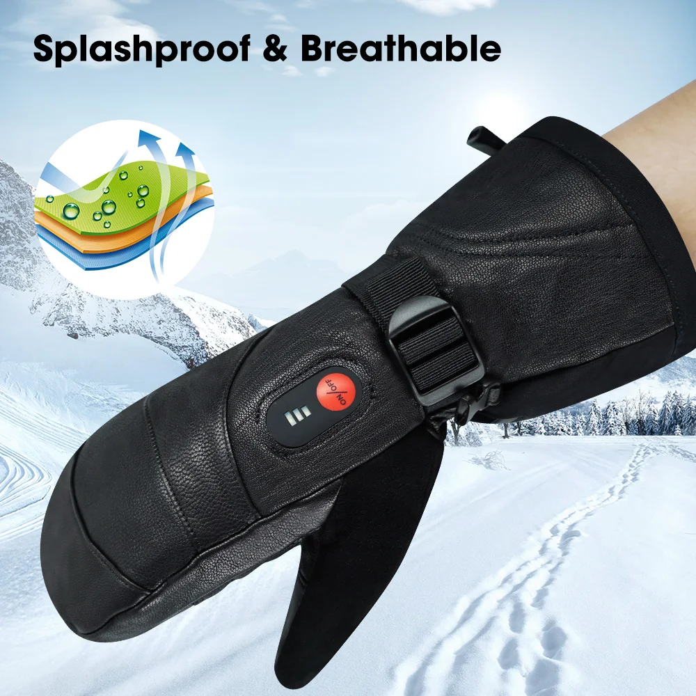 Unisex Far Infrared Heated Mitten Gloves Carbon Fiber Heating 3 Shift Temperatures Battery Heated Mitten Gloves SHGS38 3