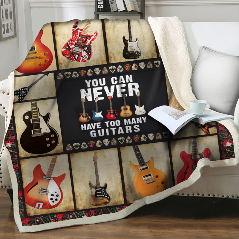 

Guitar Series 3D Plush Throw Blanket Bedspread Quilt Cover Soft Warm Flannel Fleece Blanket Home Decor Nap Blankets for Bed Sofa