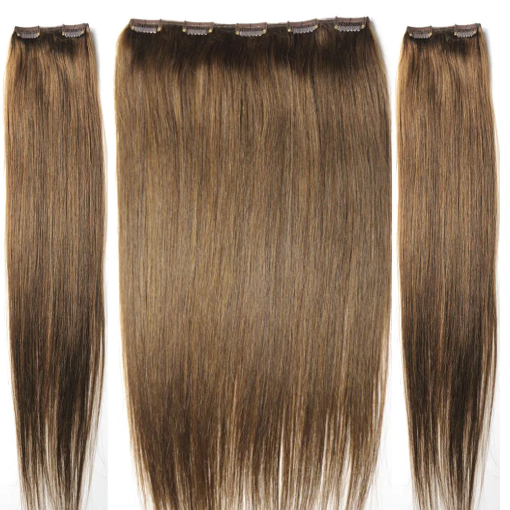 Chocala 20"-28" Brazilian Remy Human Hair Extensions 3Pcs Set Clip in human hair 100g-200g No Lace