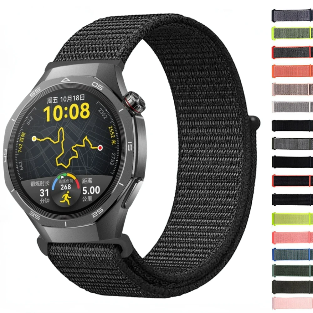 Versatile Nylon Sport Strap - 22mm Adjustable Wristband in Black