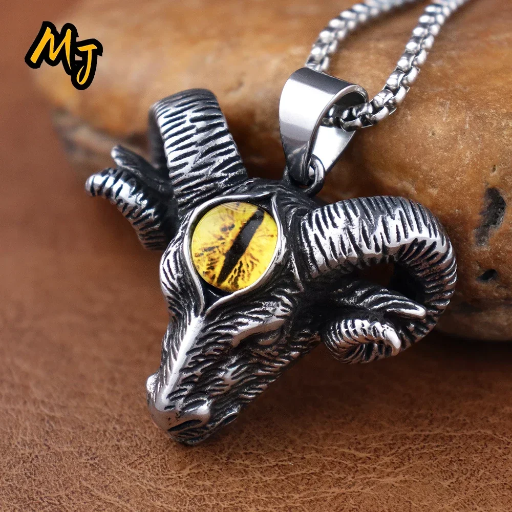 Gothic Halskette Ziegenkopf - Vintage Punk Pentagramm Amulett