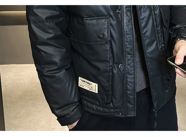 Men's padded Clothing Autumn Winter Solid Color White Duck Down Thickened Warm Outdoor Travel Stand Collar Coat Men Down Jacket