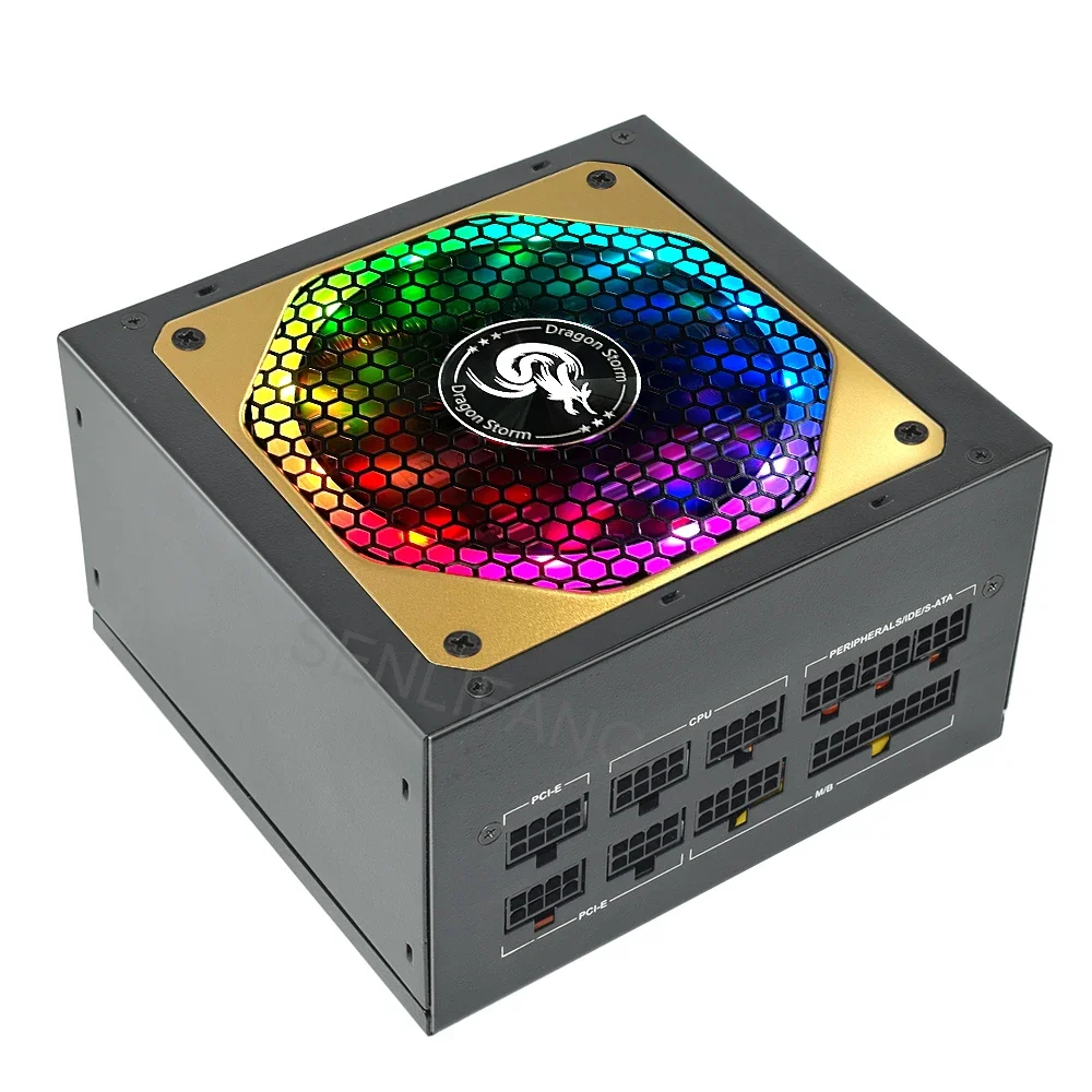 Fuente de alimentación RGB ATX para PC, 850W, 110-230V, máx. 1000W, servidor de ordenador para juegos, PSU de 24 Pines, almacén de EE. UU.