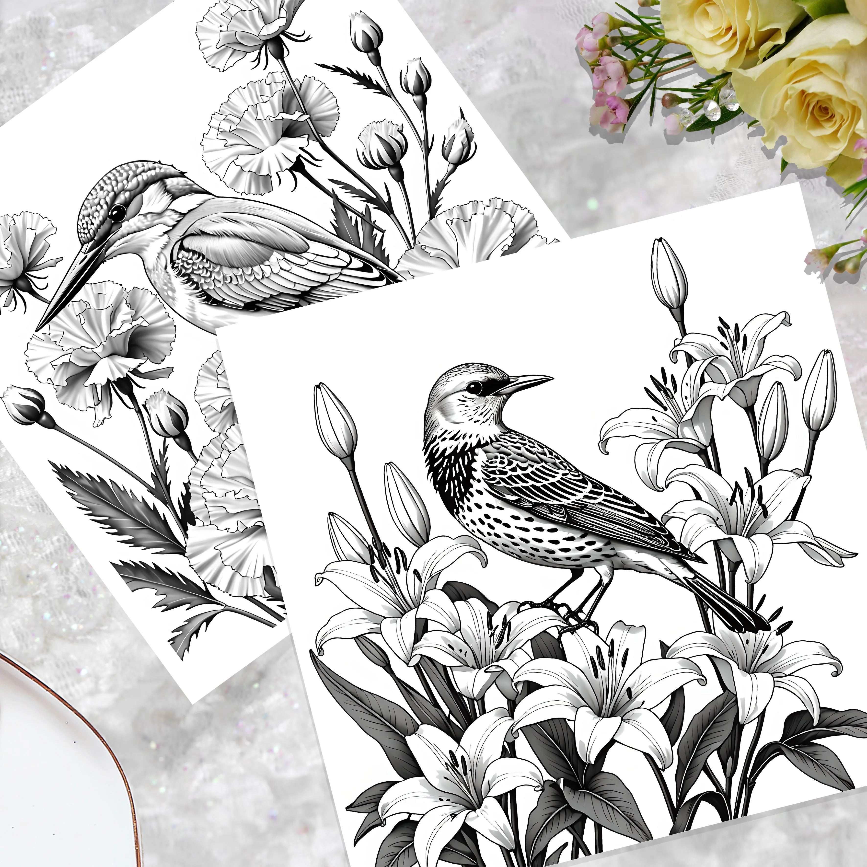 Flower and Bird Color Book Adult Handbook Graffiti Painting Drawing Books Creative Artistic Coloring Book for Teens and Adult 6