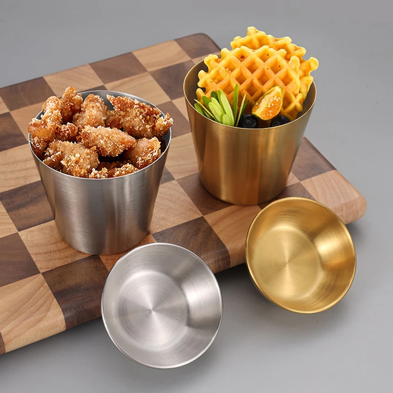 Stainless Steel Kitchen Dipping Sauce Bowl Ketchup Fries Cup Seasoning Dish Hot Pot Condiment Tray Tablewar