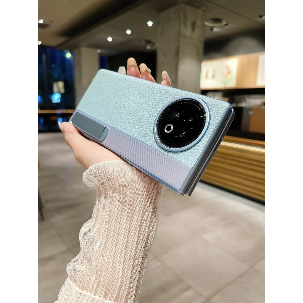 Luxury Phone Case For Vivo X Fold 2 Shockproof Anti-Drop Creative The Back Bracket Leather Flip Phone Case