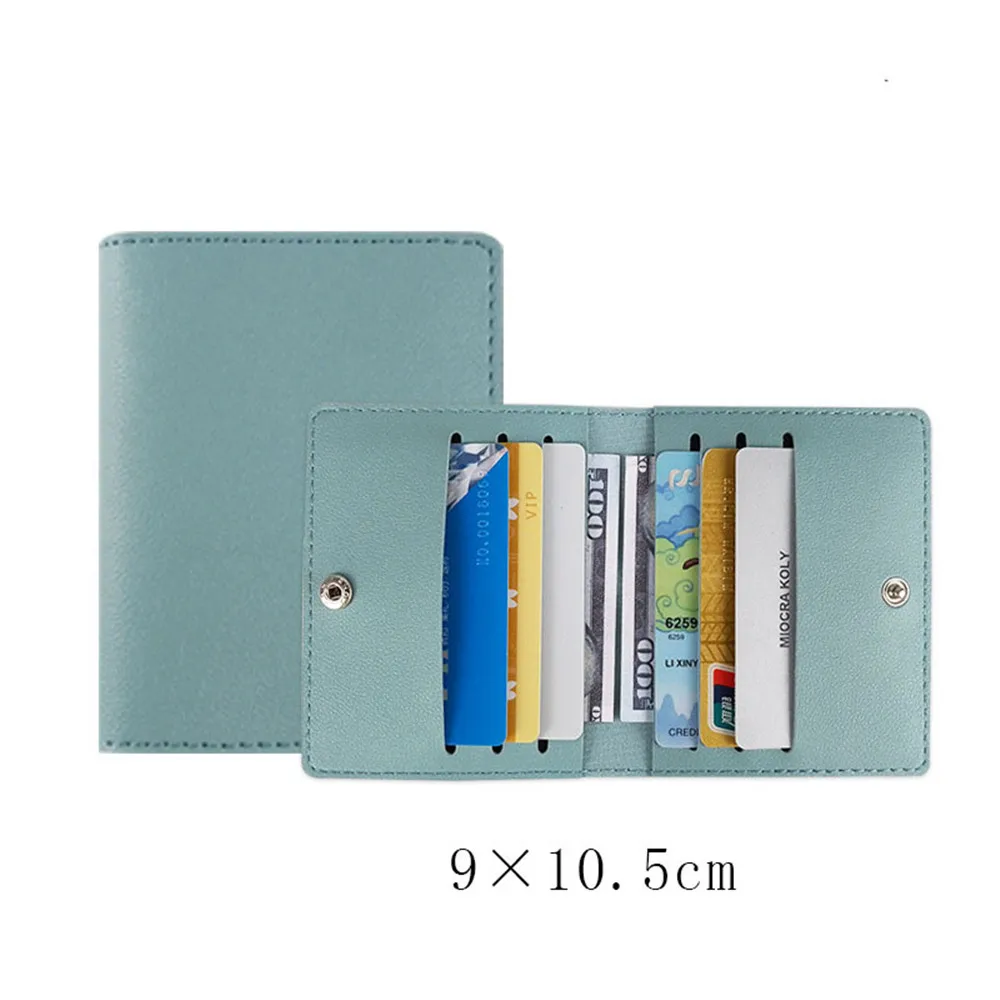 10.5*9cm Men Women PU Leather Solid Color Card Cover Case Pocket Wallets Small Card Holder Pouch Card Holder Purse Wallet