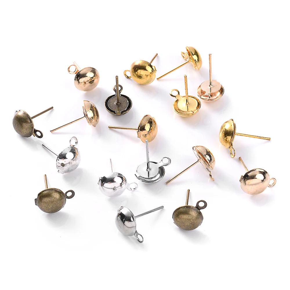 100 stücke Edelstahl Ohr Beitrag Stud Nadel Runde Basis Pin Ohrringe Erkenntnisse Für DIY Ohr Schmuck Machen Liefert – Detail 1
