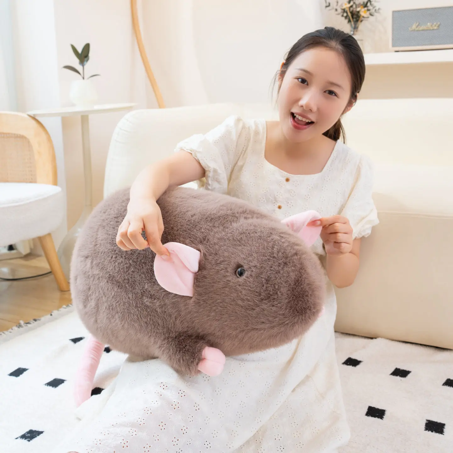 Cute Simulation Mouse Plush Toy Throw Pillow Gray White Brown Soft Baby Comfort Cushion Kids Halloween Birthday Gift Home Decor