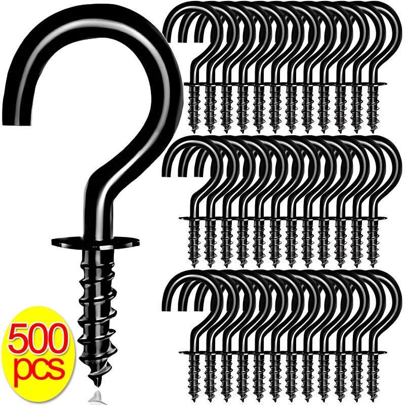 Uxcell 50pcs Cup Ceiling Hooks 1/2 Inch Metal With Vinyl Coated Screw In Holder Brown