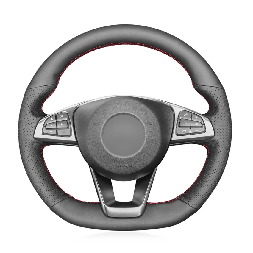 Black Artificial Leather Car Steering Wheel Cover for Mercedes Benz