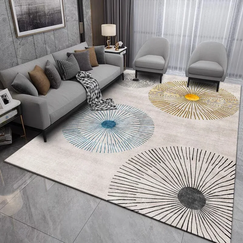 VIKAMA Crystal Velvet Nordic Geometric Home Living Room Carpet Wear-Resistant Anti-Slip Large Area Full Carpet