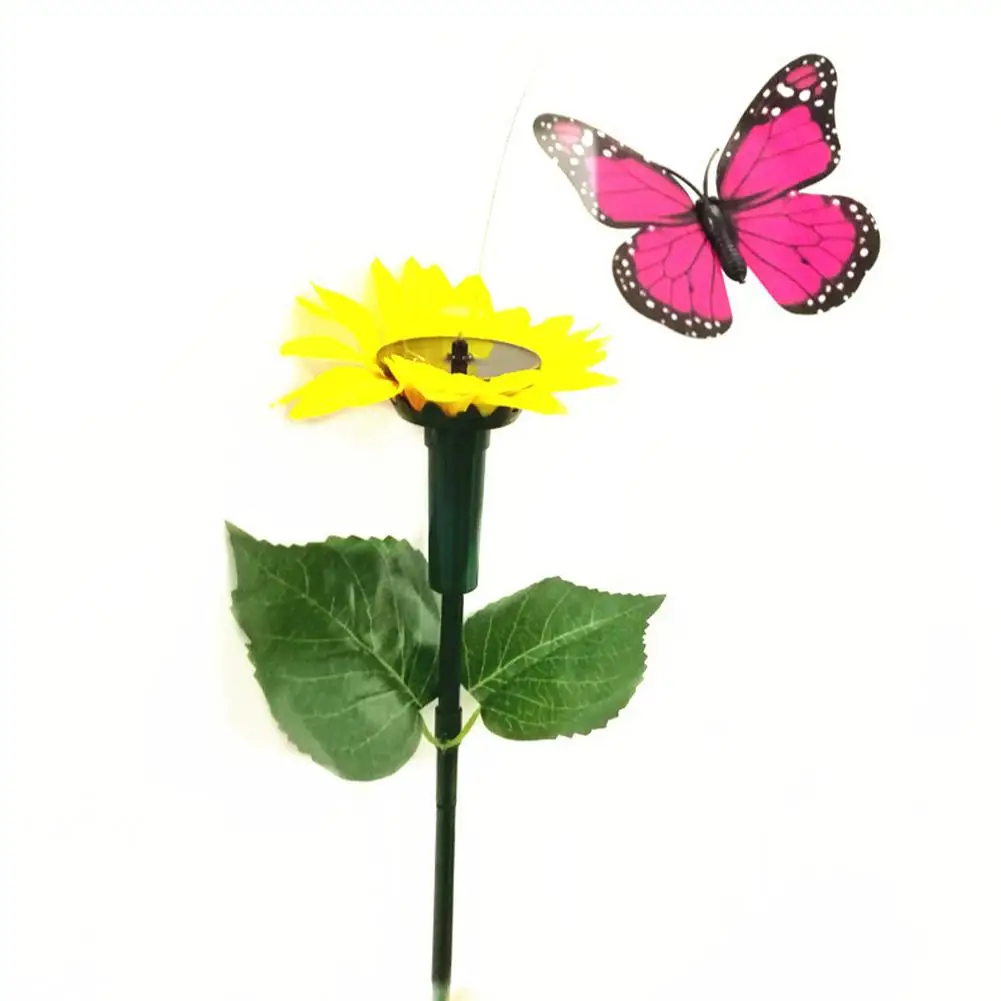 Solar Sunflower Flower Butterfly Lawn Decoration, garden decoration,artificial feather bird decoration,metal butterfly ornaments