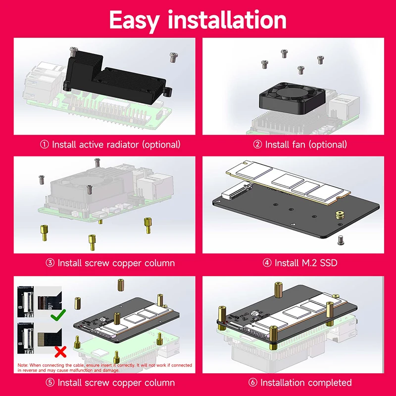 Raspberry Pi 5 Dedicated PCIe to M.2 NVME SSD Solid-state Drive Expansion Board with FPC cable Support Active Cooler for RPI 5