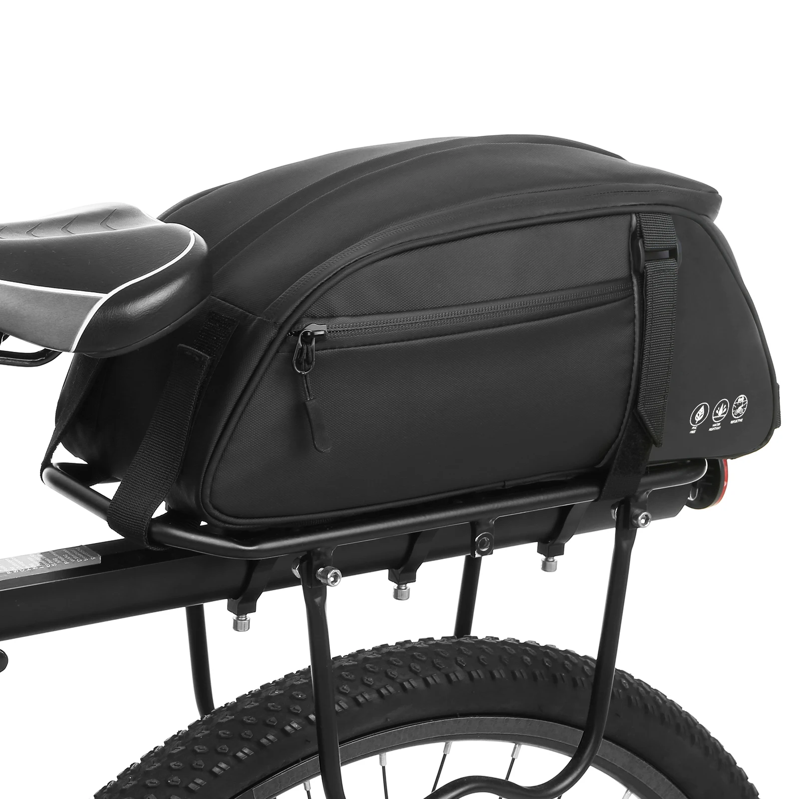 Sacoche Vélo Porte-Bagages 27L Étanche - Sac De Transport Arrière Avec Housse Pluie Et Bandes Réfléchissantes