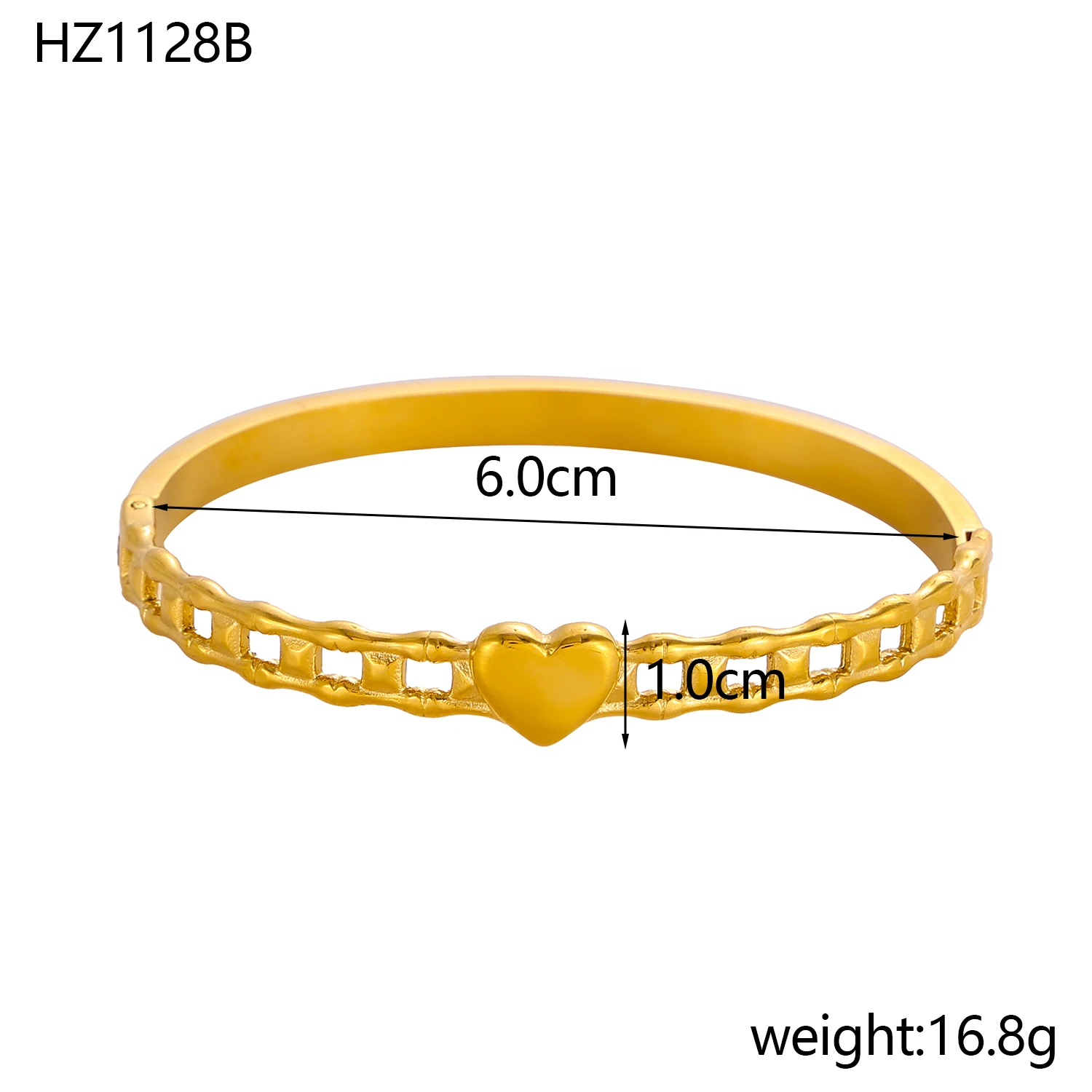 CARLIDANA Hot Sale Popular Jewelry Bracelet Heart-shaped Love Stainless Steel Zircon Gold Color Open Bnangle For Women 5