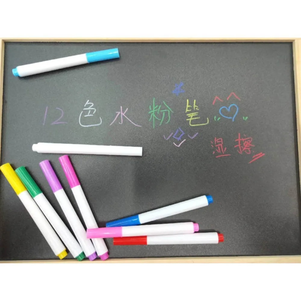 12Set Different Colors Water-Soluble Liquid Chalk Children's Drawing Non-dust Board Chalk Removable Marker Pen Teacher Supplies