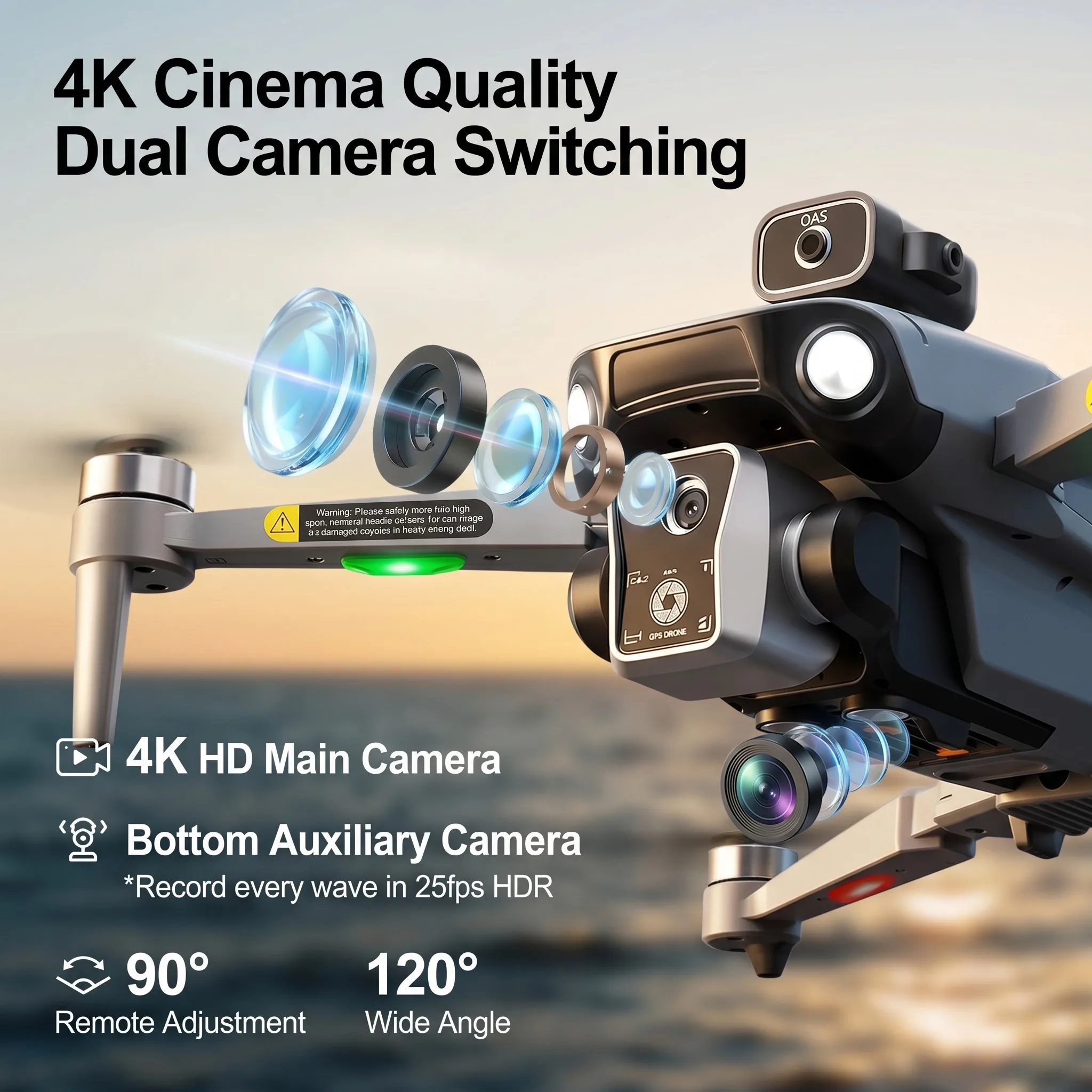Drone K19 MAX GPS 5G 4K avec écran et largage - 25min vol