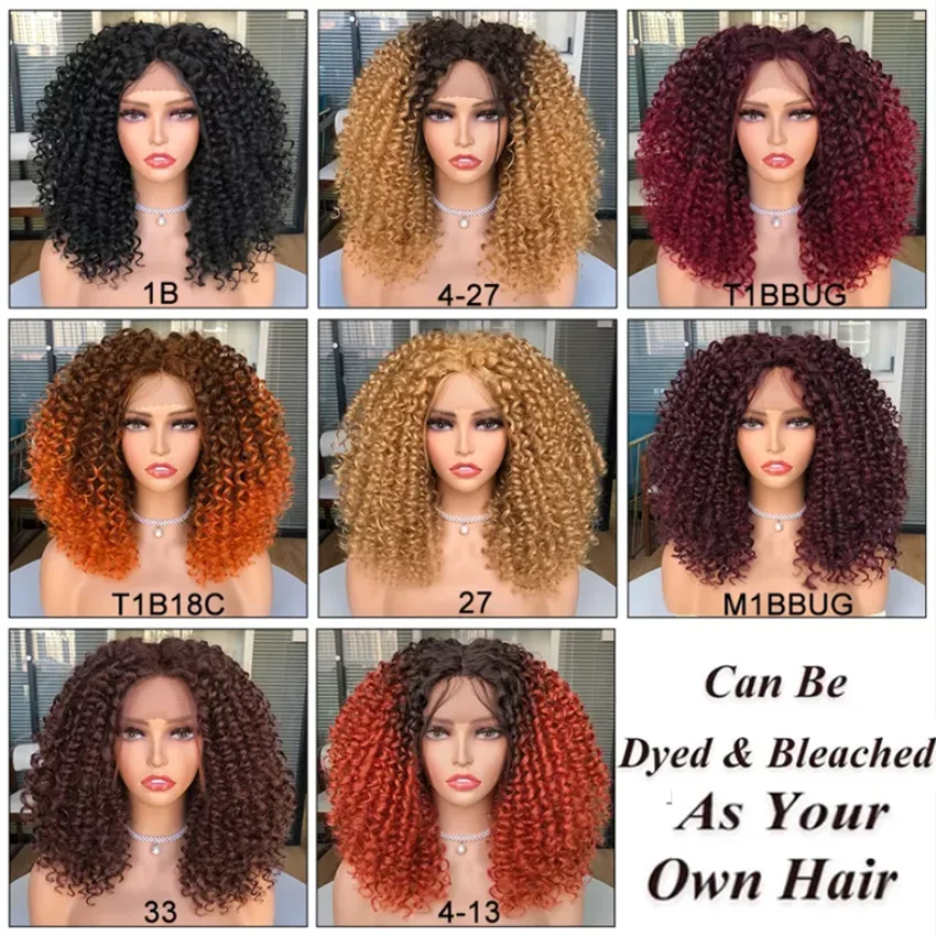 Maxine Afro Kinky Curly Wig 13x4 Lace Front Wig Remy Hair Mongolia Lace Frontal Curly Human Hair Wigs PrePlucked Remy 180Density