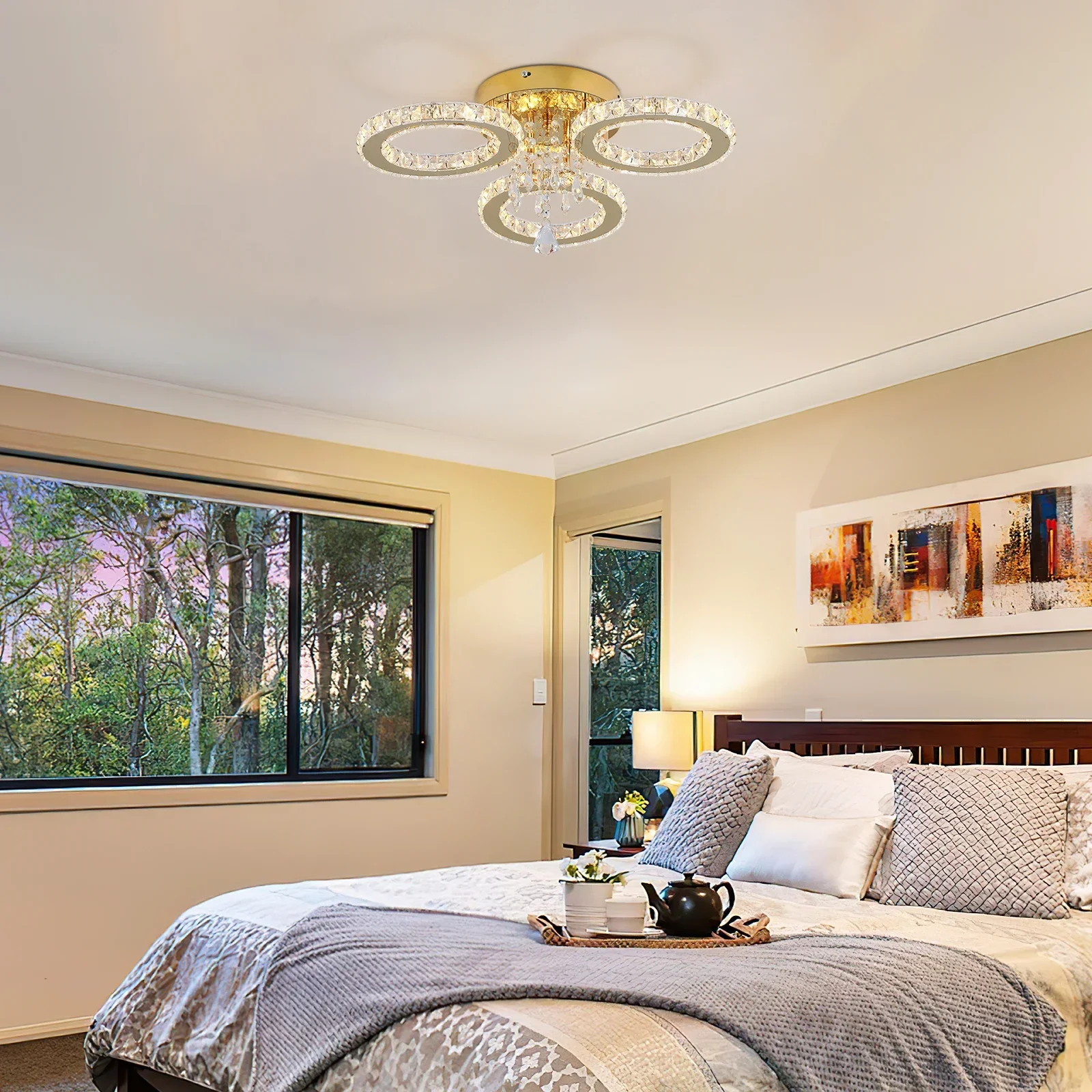 Luxury Gold Crystal LED Ceiling Lamp 3