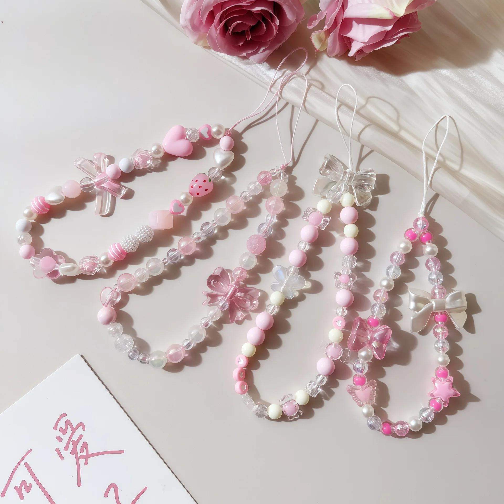 Pink Beaded Versatile Phone and Camera Strap