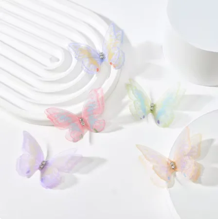 5cm 20pcs 3D Butterfly Appliqué Mesh Patch for DIY Crafts and Decorations
