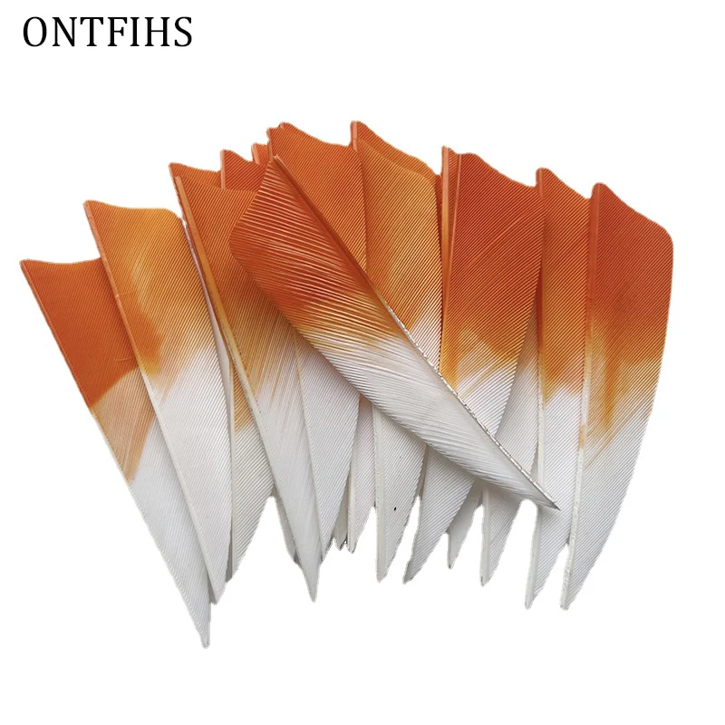 36Pcs/Lot  3 Inch Shield Cut Archery Fletches Gradient Color Turkey Feather Arrow DIY Accessories Shooting Hunting 50 100meter archery arrow feather heat shrink tubing black or transparent color hunting shooting feather protector tube diy tool