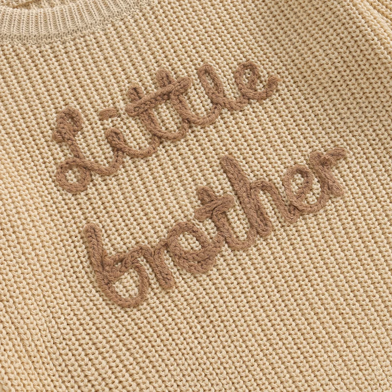 Winter Newborn Baby Boys Sweater Knitwear Letter Embroidery Crew Neck Long Sleeve Pullovers Tops Toddler Casual Crochet Clothes