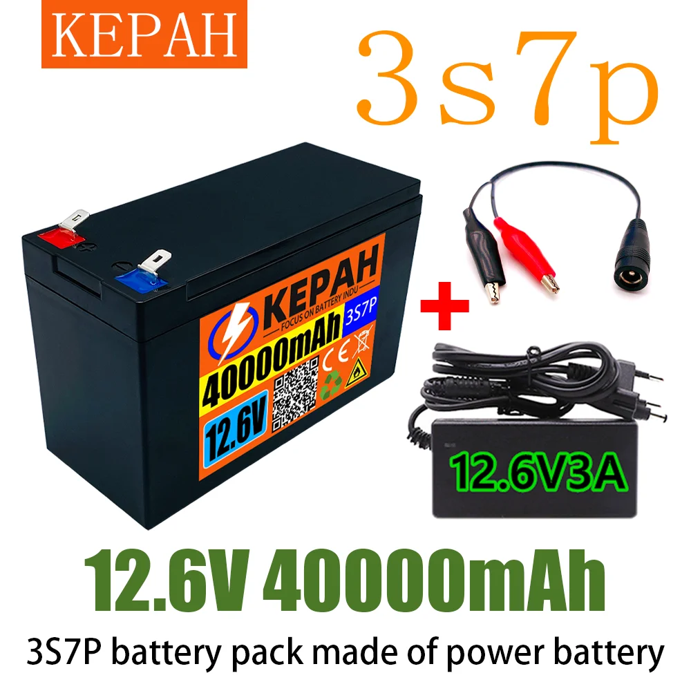 Kepah 40000mah 12v 3s7p 18650 Lithium Ion Power Battery Pack 12.6v 3a