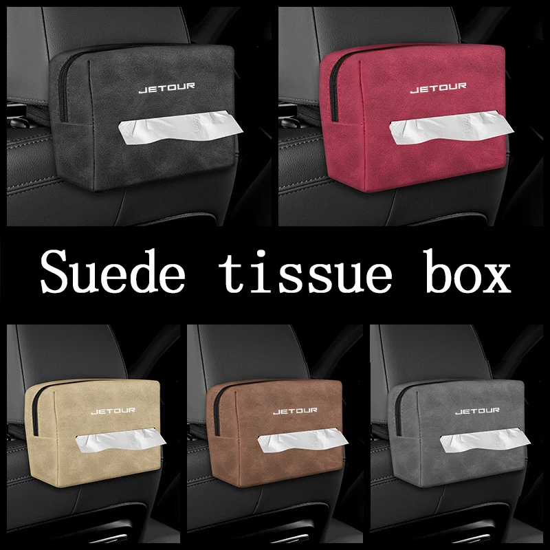 

For JETOUR X70 X90 PLUS X70S X70M X95 X-1 Suede Car Seat Tissue Box Car Seat Back Tissue Box practical Car Interior Accessories