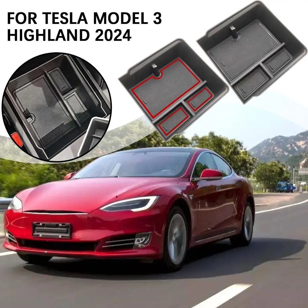 Console centrale et boîte d'accoudoir sous le plateau de rangement pour  Tesla 2024 Model 3 Highland - 1 pc (console centrale) / Gris