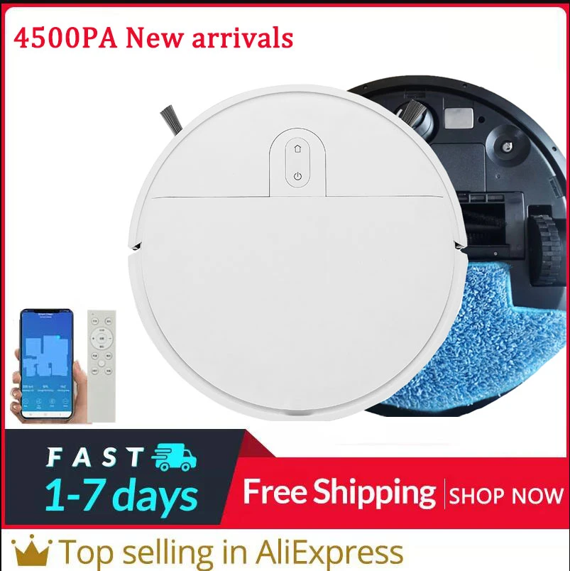 4500PA Smart Robot Vacuum Cleaner APP Wireless Auto Recharge Map