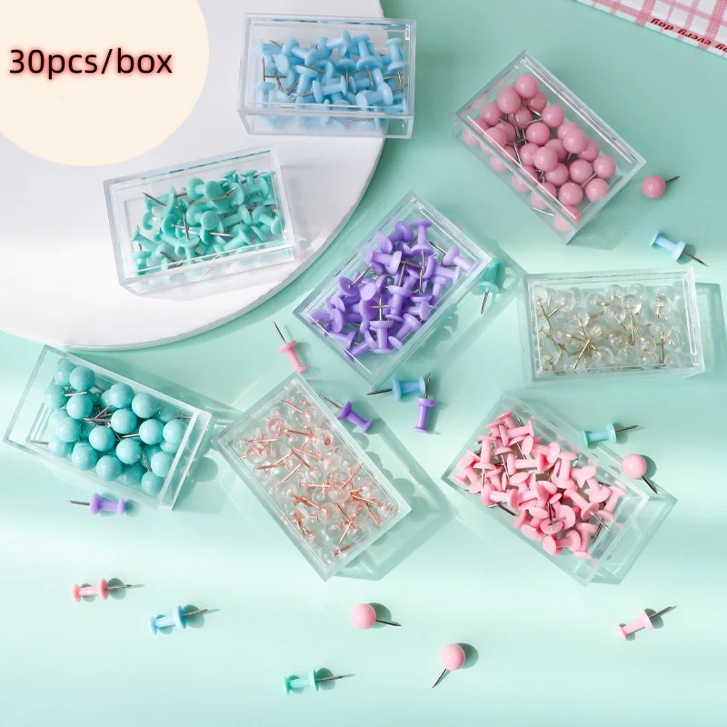 Creative Colorful 30pcs Thumb Tacks Set-DIY Push Pins for Cork Board Office Supplies & Home Decoration (Multi-Purpose T-pins) push pins