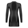 Womens Glossy Bodycon Dress Long Sleeve Mini Pencil Dress Nightwear Smooth Stretchy Mock Neck Tight Dresses Rave Party Clubwear 6