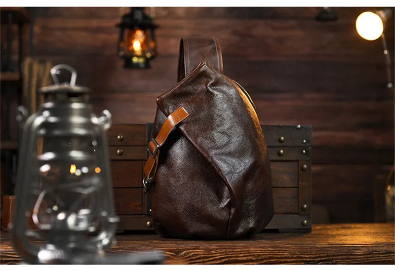 Original Vintage Designer hand gefertigte Echt leder Herren Brusttasche Mode Luxus Outdoor täglich echte Rindsleder Umhängetasche – Detail 21