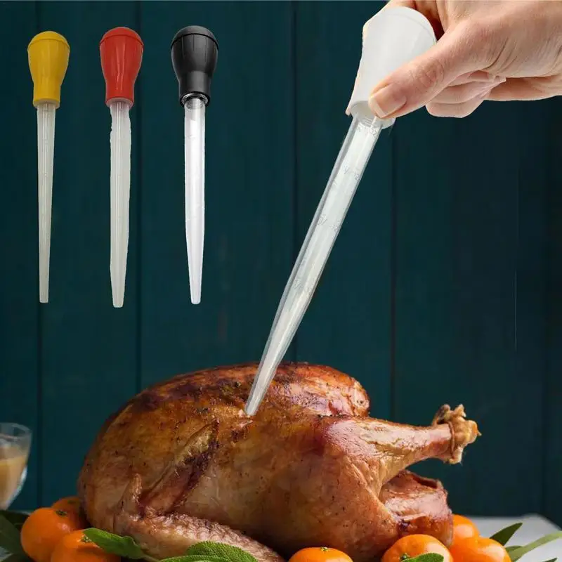 Turkey Baster Rubber Head Scale Pipette Dropper Liquid Cooking Pipette Oil Tube Turkey Barbecue Seasoning Food Droppers Multi-purpose turkey baster