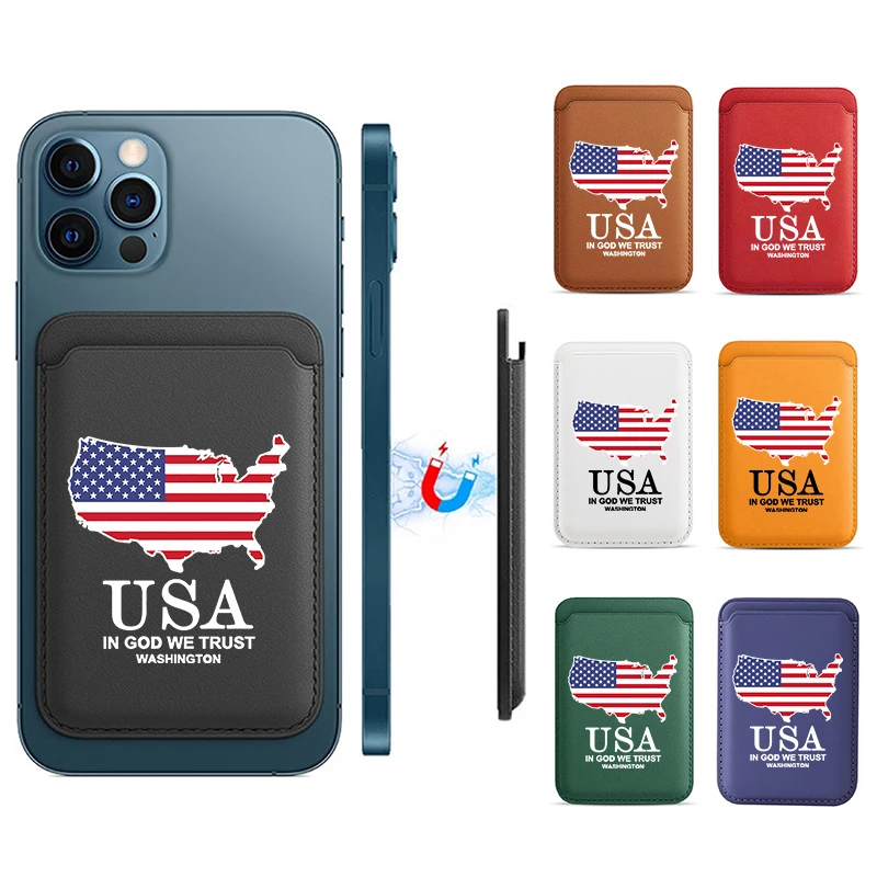 Upgrade Magnetic Usa Flag Map Wallet Case Per Magsafe Iphone11 13 14 12 Card Bag Holder Stars And The Stripes Cover