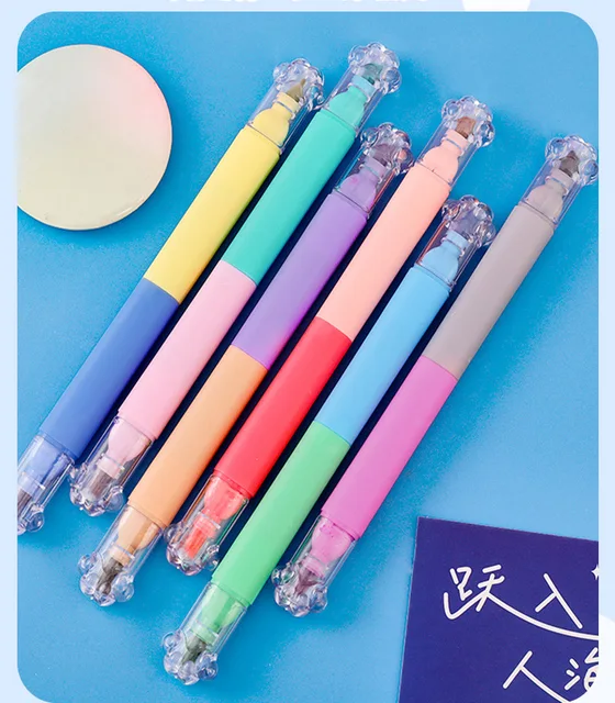 Cute Stitching Highlighter 12-Color Cat Claw Color Markers Back To School  Aesthetic Stationery Kawaii School Stationary Supplies - AliExpress