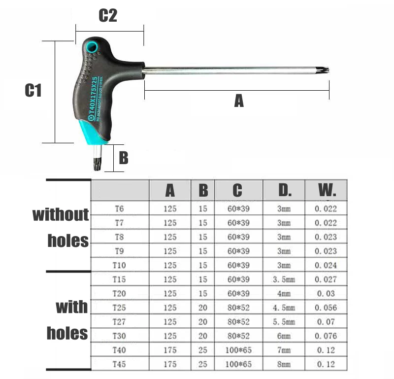 

1pc Torx Screwdriver For Home Appliance/mechanical/line Repair With Magnetic Head Anti-slip Handle T6-T45 Hand Tools Accessories