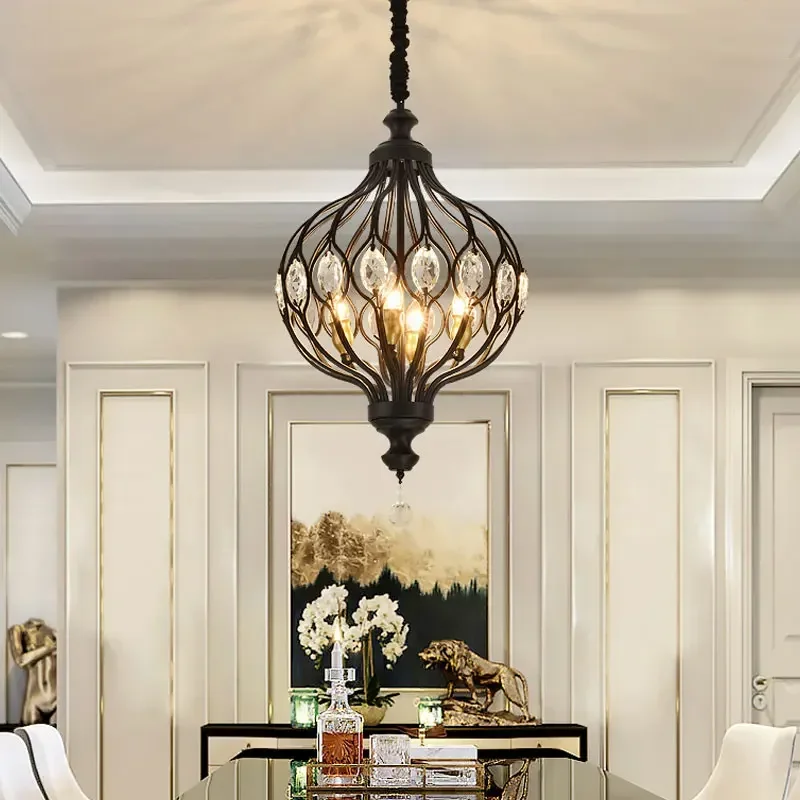 LED pendant light American Country Lantern Pendant Lamps Dining Table Hanging Lights for Kitchen Living Room Bedroom Corridor led Industrial Lamps